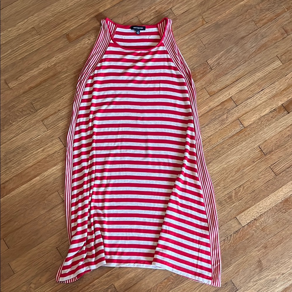 Max Edition Red and Light Gray Striped Dress